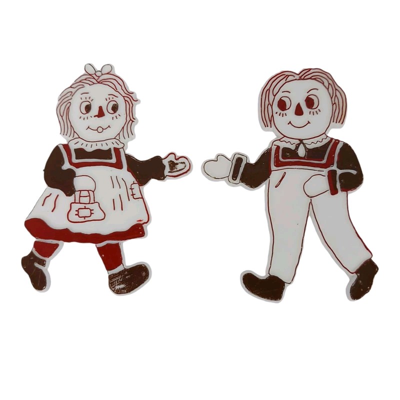 VTG Raggedy Ann Andy cake toppers plastic 1970’s set of 2 large