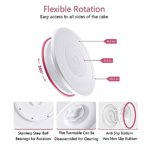 Cake Decorating Kit,137pcs Cake Decorating Supplies with Cake Turntable Pink gallery