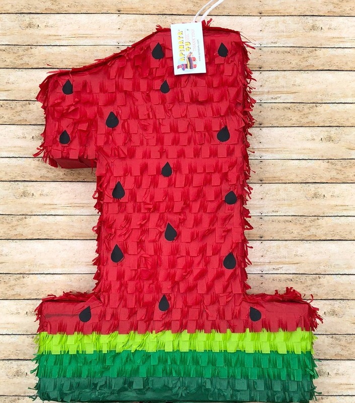 20” Tall Number One Pinata Watermelon Theme Red Color gallery