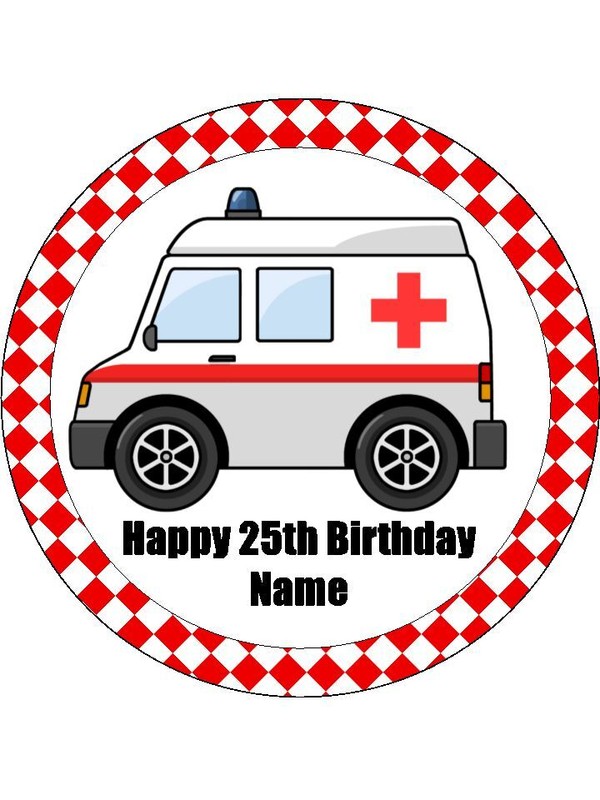 Ambulance Edible Icing Cake & Cupcake Toppers – Emergency Theme Decorations
