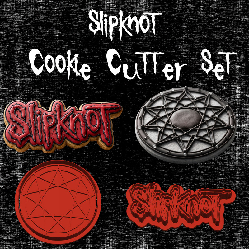Slipknot Cookie Cutter Set 2-Piece Heavy Metal Nonagram Logo Baker Fondant Mold