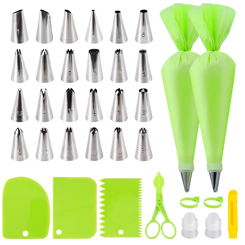 BooMetCheer 35Pcs Piping Bags and Tips Set with 24 35 Pcs, 35 Pcs