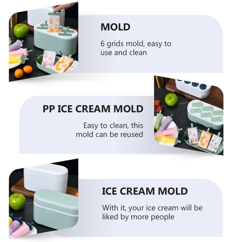 Reusable Ice Cream Mold Green PP Material Easy to Use and Clean for Home Use gallery