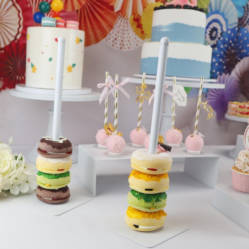Set of 8 White Cake Stands Donut Holder Metal Dessert Display Risers Cupcake ... gallery