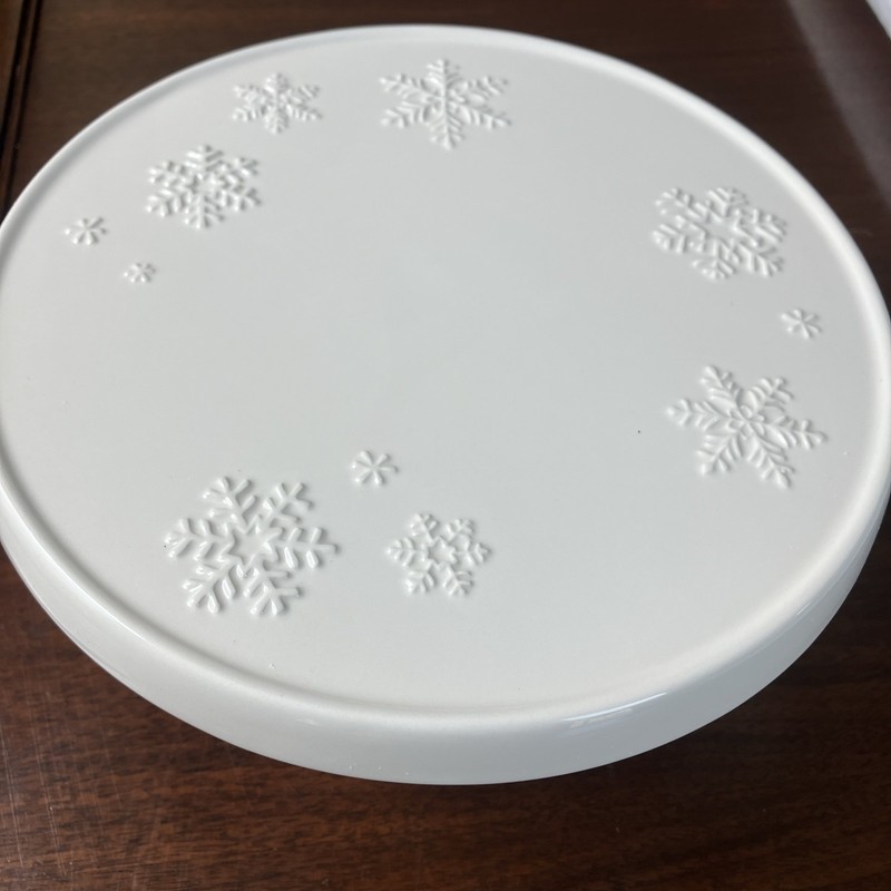 Hallmark Snowflake Pedestal Cake Stand - White Embossed - holidays and christmas gallery