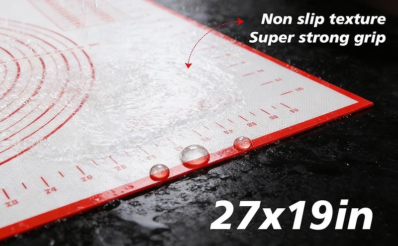 Silicone Baking Mat 3-Piece Set:1Pcs 27x19 inch Non-Slip Pastry Rolling Mat with gallery
