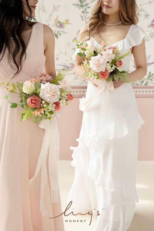 Ling'S Moment Lings Moment Pink Artificial Wedding Flower Bouquets For gallery