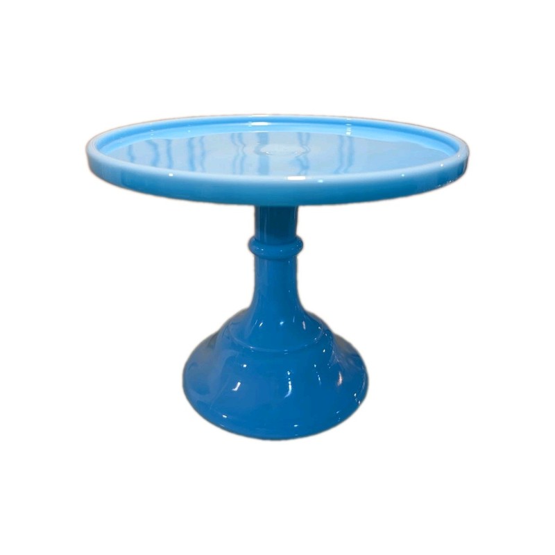 Mosser Glass USA Vintage Style Cake Stand Georgia Blue 9" Round 7.25" Height gallery