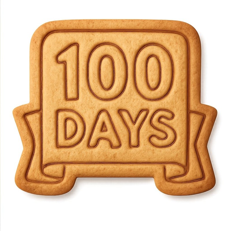 100-Day Celebration Banner Cookie Cutter & Stamp, Fondant & Clay – 4×3.8