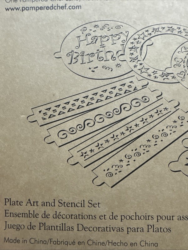 Pampered Chef #1536 Cake Stencil Set of 7 Patterns Balloons Borders Star Heart gallery