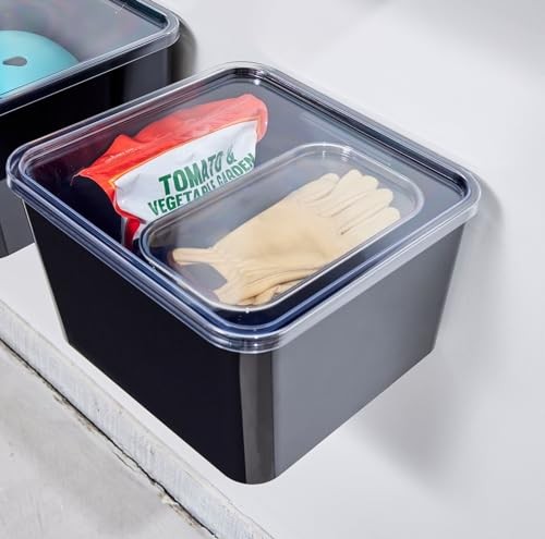 Storage Bin with Lid & Wall Mount Bracket, The Wallspace Collection – 12″ x