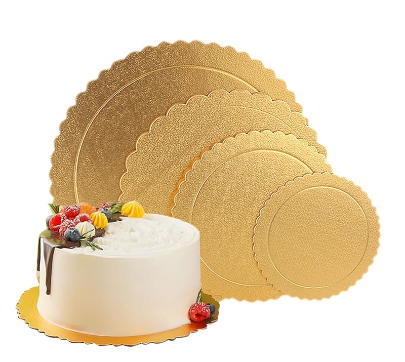 4 Pack Cake Boards Cake Base 6, 8, 10, 12 Inch Cardboard Foil Flower Round