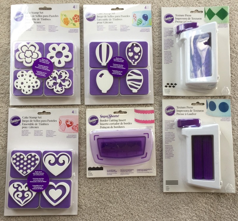 Wilton Cake Decorating Tools Texture Press,Stamp Kits,Border Cutting Insert Lot