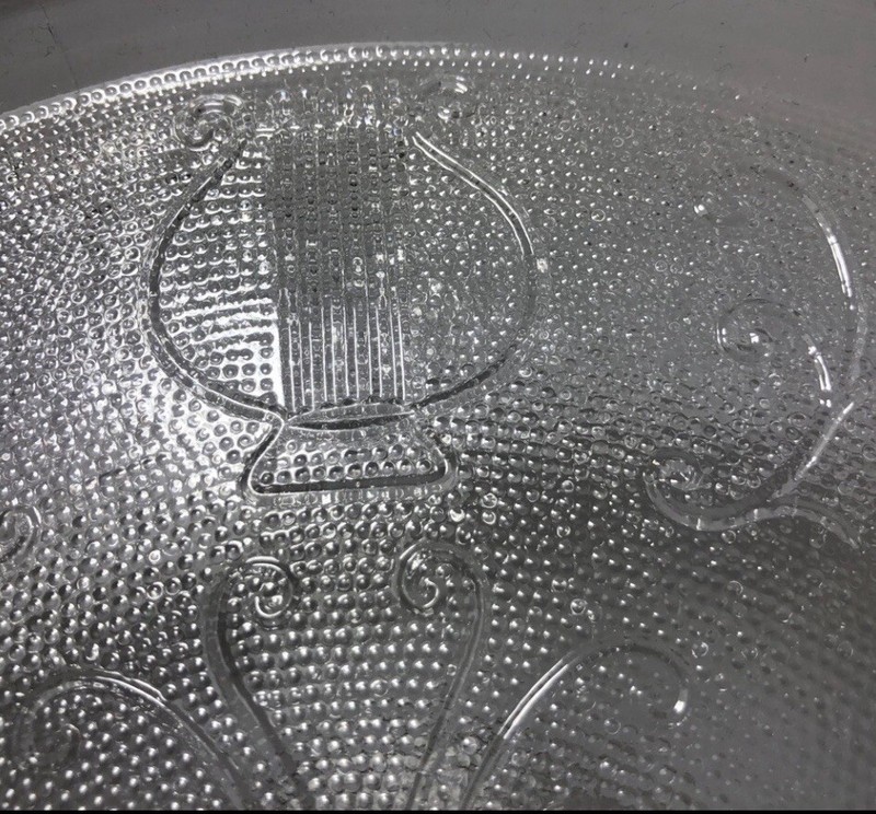 Beautiful Harp Stamped Vintage Glass Cake Plate Entertaining Birthday Party gallery