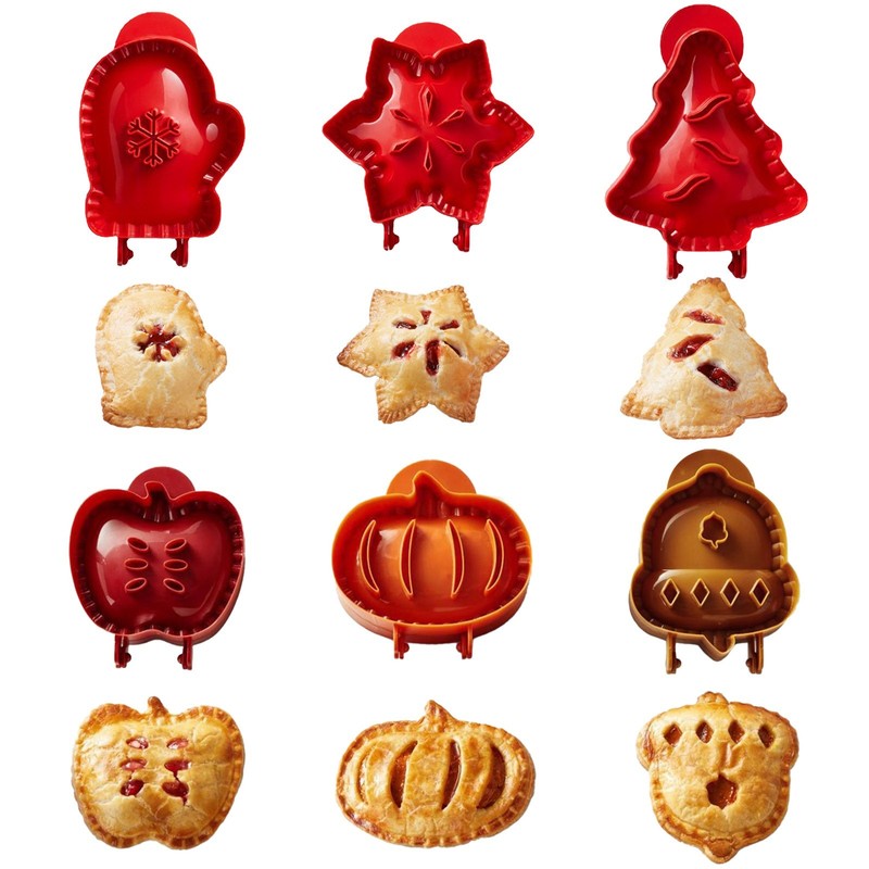 6PCS Mini Hand Pie Molds, Christmas Dough Presser Pocket Pie Molds