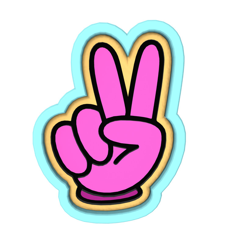 Peace Fingers Cookie Cutter & Stamp #1 | Peaceful Retro Vintage 70s Hand gallery