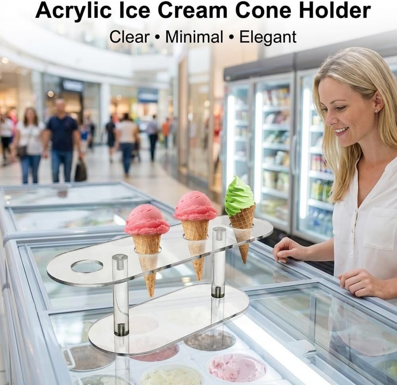 Ice Cream Cone Holder 4 Holes Transparent Acrylic Cupcake Cake Stand Reusable gallery