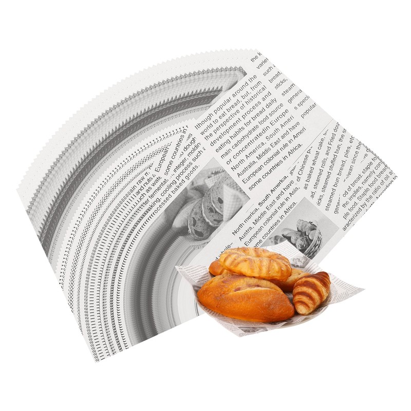 100Pcs Sandwich Wrapping Paper, 6.3x6.3" Food Basket Liners, White (Newspaper)