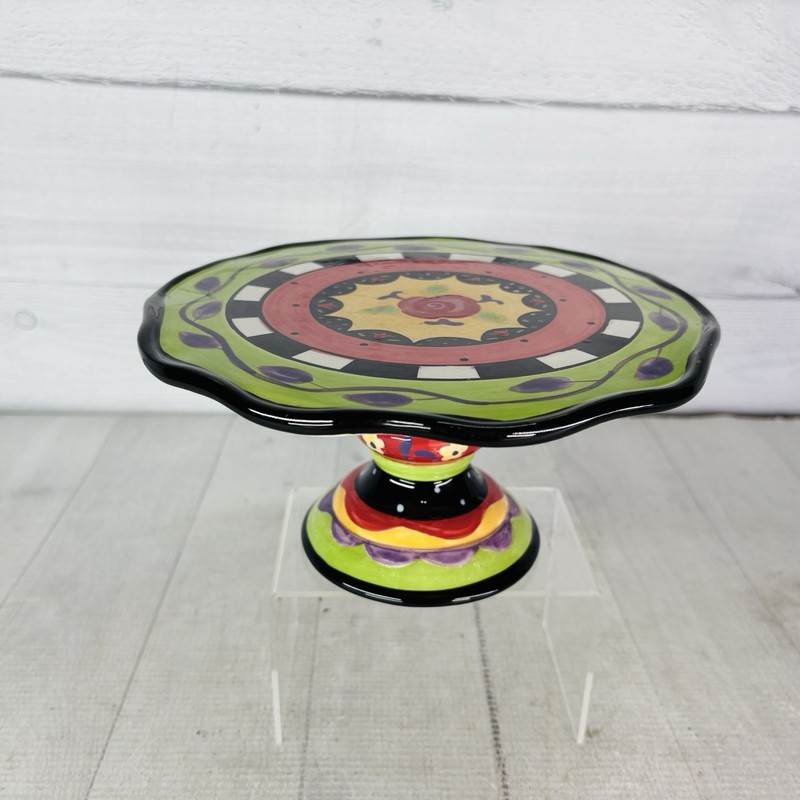 Certified International Sue Zipkin ROSE GARDEN Colorful 8"D1 Pedestal Cake Stand gallery