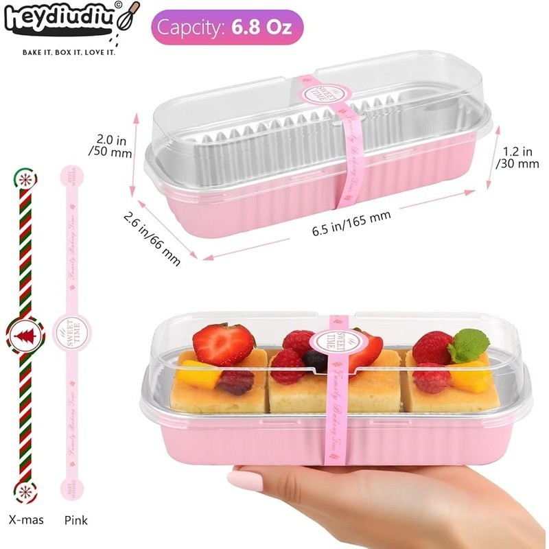 100pcs Mini Cake Pans W/ Lids Sporks Stickers Baking Gift Bags Party Supplies US gallery