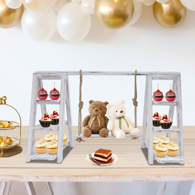 3-Tier Serving Ladder Stand White with Removable Trays for Cupcakes & Desserts gallery