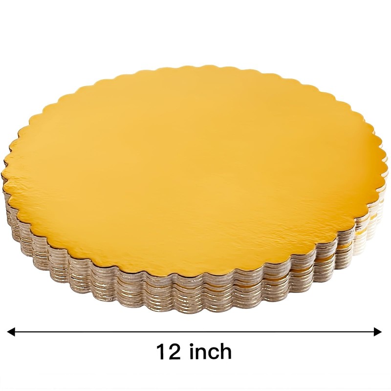 25-Pack 12 inch Sturdy Round Cake Boards, Gold Cardboard Cake Circles plate S... gallery