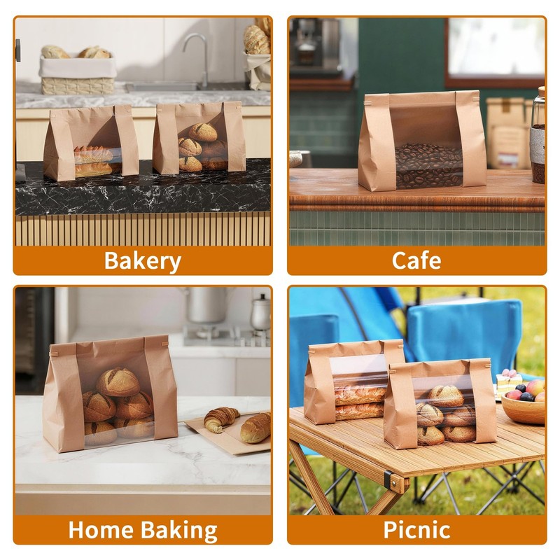 Bread Bags with Window – 100 Pcs Sourdough Homemade Bread Bags, 10.24×4.33×10... gallery