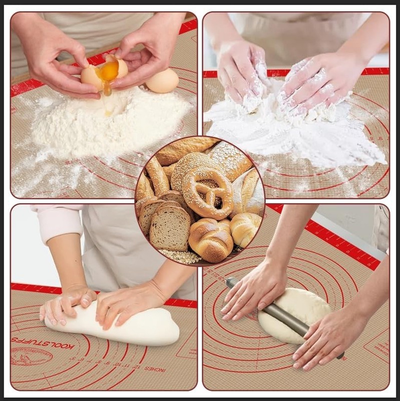 Silicone Pastry Mat - 26"x16" Non Slip Baking with 26"L x 16"W, Red gallery
