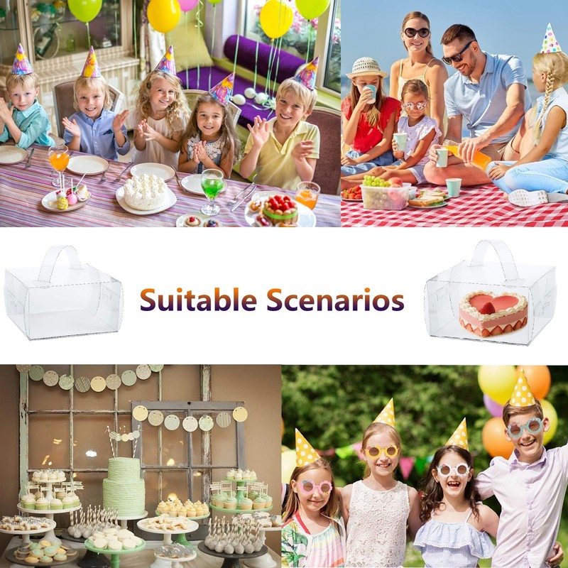 20 PCS 7x7x4 Inch Clear Cake Boxes Handles Transparent Bakery Fits 46 Inch gallery