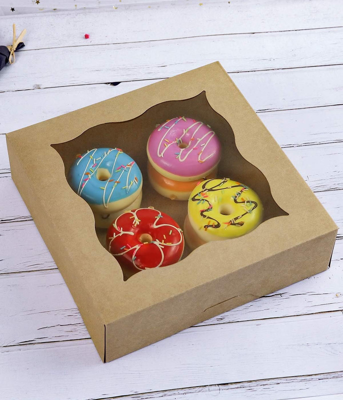 CHERRY 15-Pack 10"x10"x3"Brown Bakery Boxes with PVC Window for Pie and Cookies gallery
