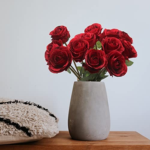 Artificial Roses Flowers for Flower Arrangement Pcs Silk Rose Bouquet 12 Red gallery