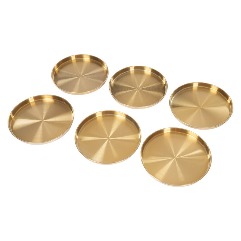 6Pcs Round Serving Trays Stainless Steel Table Tray Gold Decorative Tray gallery