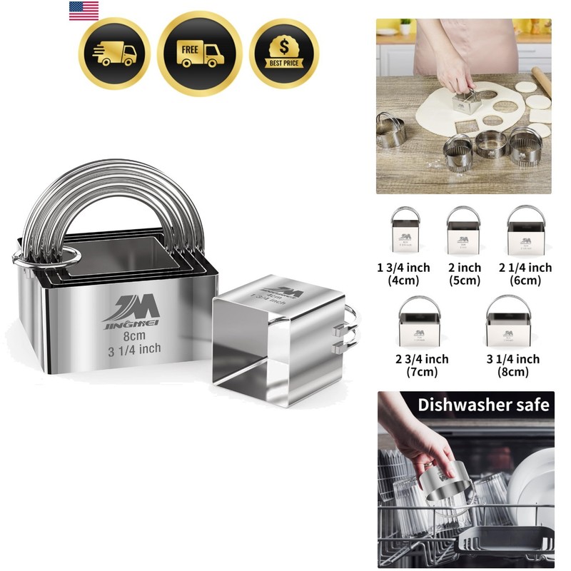 Biscuit Cookie Cutter Set 5pcs Square Stainless Steel Baking Dough Tools