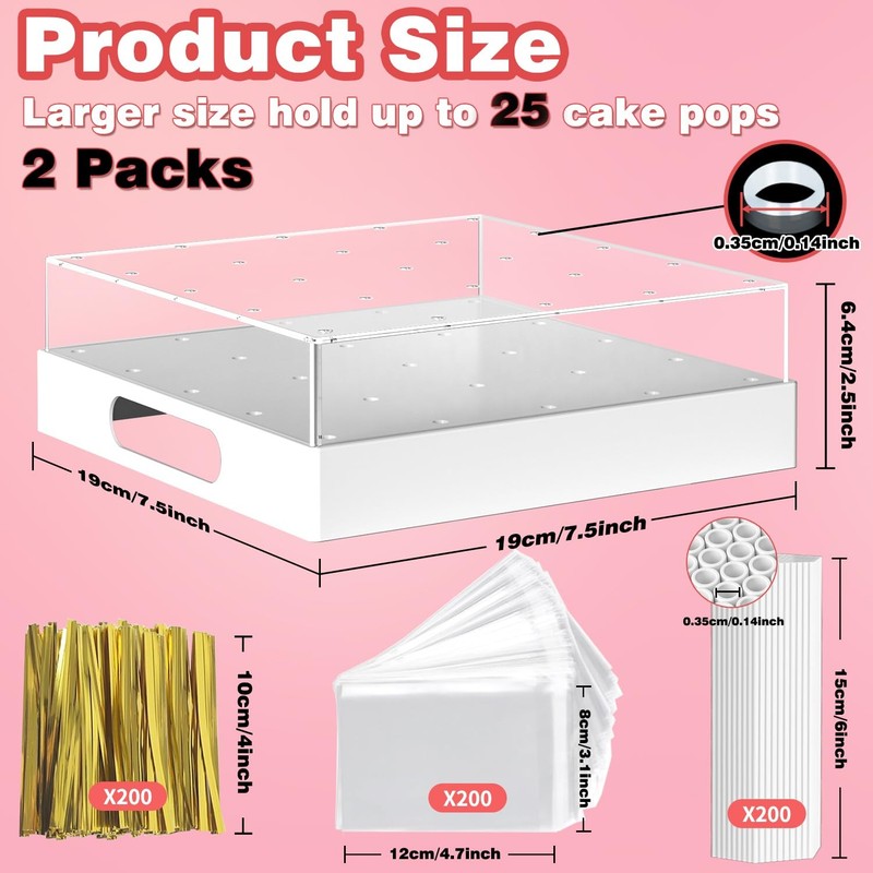 Cake Pop Stand Display Holder 2 Pack 25 Holes White Candy Stick Kit Party gallery