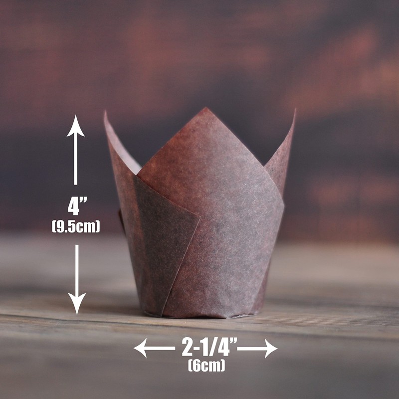 500 pcs Large size Brown Tulip Baking Cups 2-1/4"(Base diameter) x 4"(Wall he... gallery