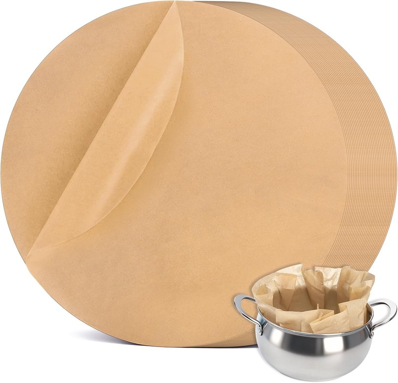 60 Pa 20 Inch Round Parchment Paper, Unbleached Dutch Oven Liners