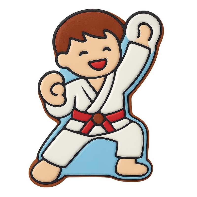Karate Boy Celebrating Victory Cookie Cutter & Stamp, Fondant & Clay - 4x3 gallery