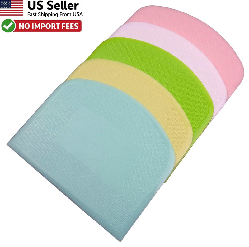 5-Pack Dough Scraper Bowl Plastic Flexible Dough Cutter Cake Fondant Icing USA