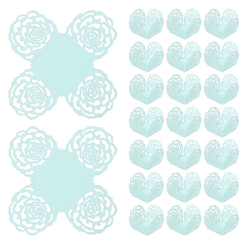 25 PCS Truffle Wrapper 4 Inch Square Cupcake Liner Baking Paper Light Blue