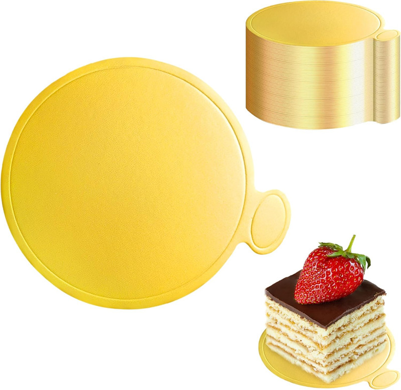 3.5 Inch Mini Cake Boards: 50Pcs Golden round Mousse Cupcake Base, Bases Para Po