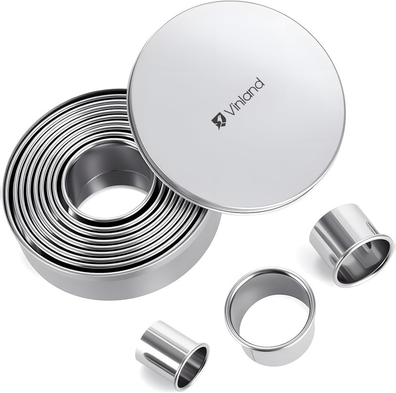 12-Piece 304 Stainless Steel Biscuit Cutter Set – Round Cookie Cutters for Bakin