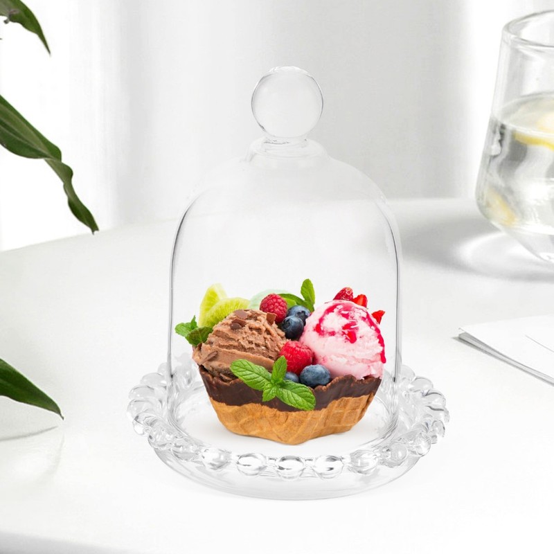 Small Glass Domed Cake Plate Platter with Appetizer Serving Stand gallery