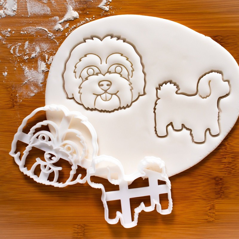 Maltipoo Cookie Cutters Set -cute dog face treats Maltese Poodle adoption rescue