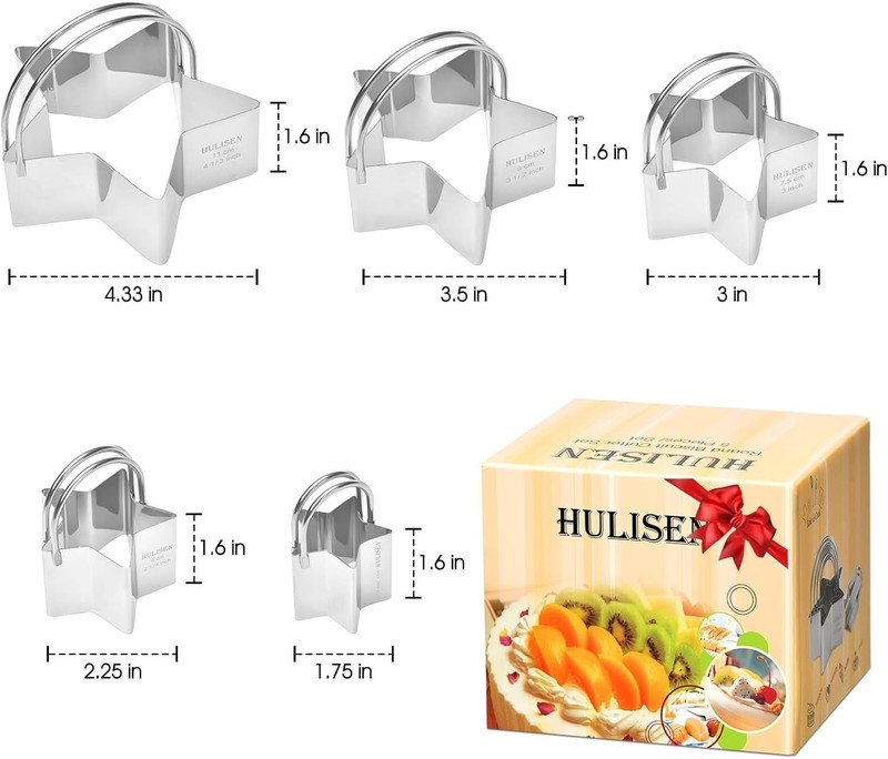 Elegant 5-Piece Star Cookie Cutter Set - High-Grade Stainless Steel Baking Tools gallery