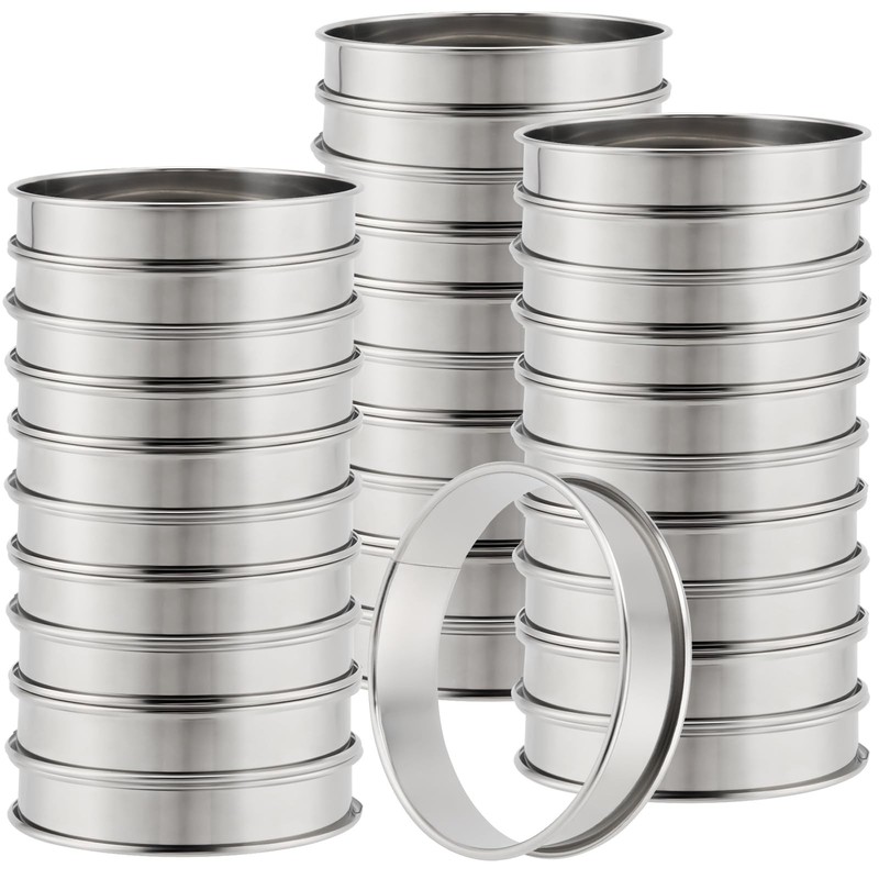 English Muffin Rings, 30 PCS 3 Inch Stainless Steel Crumpet Molds for Baking