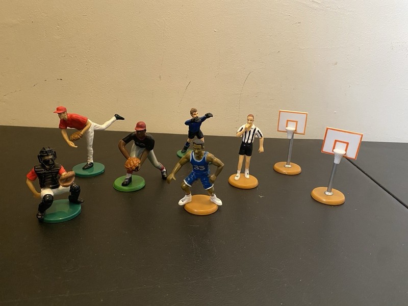 Lot Of 8 Decopac Inc Sports Themed Cake Toppers Football Basketball Figures