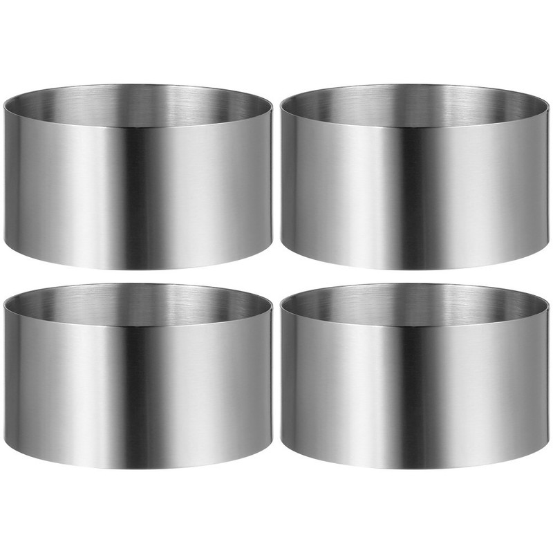 4Pcs Reusable Stainless Steel Cake Molds for Home Baking Cookies Mousse