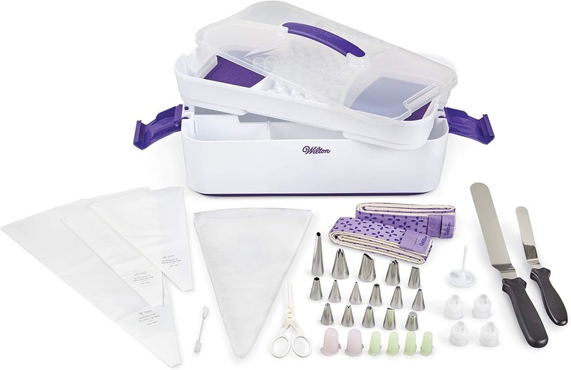 Versatile 48-Piece Cake Decorating Essentials: Tips, Bags & Storage Caddy gallery