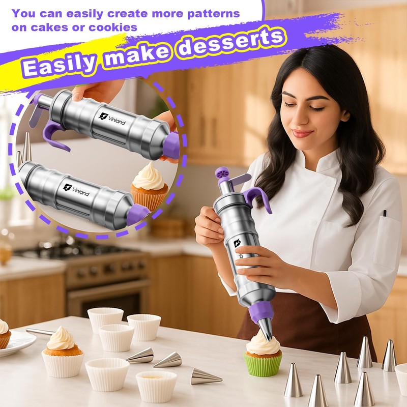 Dessert Decorating Syringe Set icing piping kit Stainless Steel frosting pipi... gallery