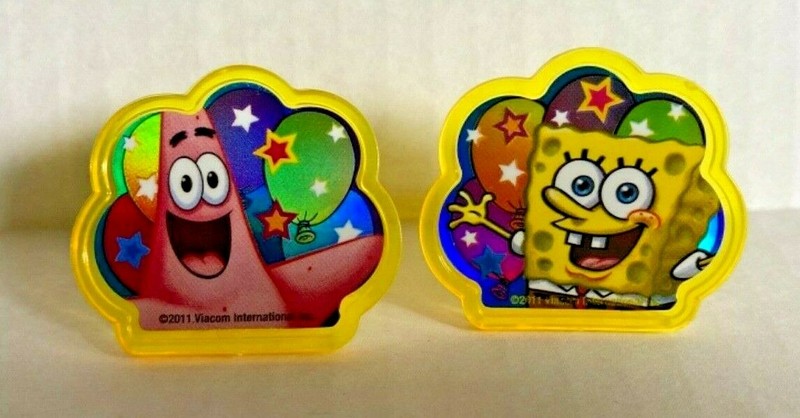 Bakery Crafts Plastic Cupcake Rings Favors Toppers New Lot of 6 “Spongebob” #1